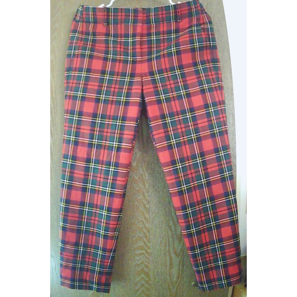 NEW WOMEN'S J CREW CAMERON SLIM CROP PANTS IN TARTAN TWO WAY STRETCH PLAID 8P